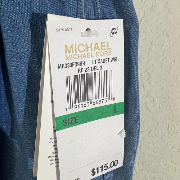 Michael Michael Kors Women's Tie Front Wide Leg Pants Light Cadet Wash Sz L NWT - Picture 7 of 10